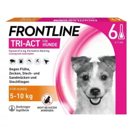 FRONTLINE Tri-Act druppeloplossing voor honden 5-10 kg, 6 st