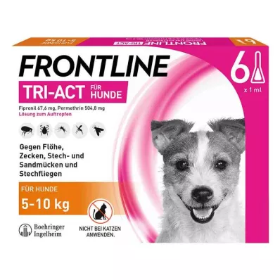 FRONTLINE Tri-Act druppeloplossing voor honden 5-10 kg, 6 st