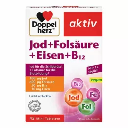 DOPPELHERZ Jodium+foliumzuur+ijzer+B12 tabletten, 45 stuks