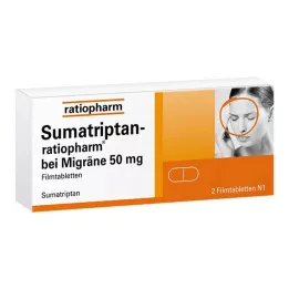 SUMATRIPTAN-ratiopharm voor migraine 50 mg filmomhulde tabletten, 2 st