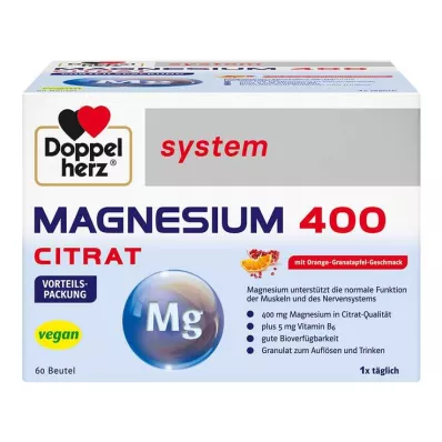 DOPPELHERZ Magnesium 400 Citraat systeemkorrels, 60 stuks DOPPELHERZ Magnesium 400 Citraat systeemkorrels, 60 stuks