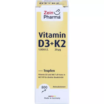 VITAMIN D3+K2 MK-7 druppels voor oraal gebruik, hoge dosis, 25 ml