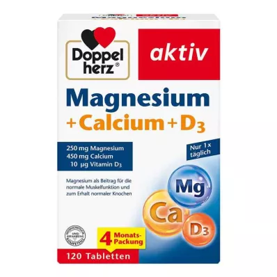 Doppelherz Magnesium + Calcium + D3 actieve tabletten, 120 stuks Doppelherz Magnesium + Calcium + D3 actieve tabletten, 120 stuks