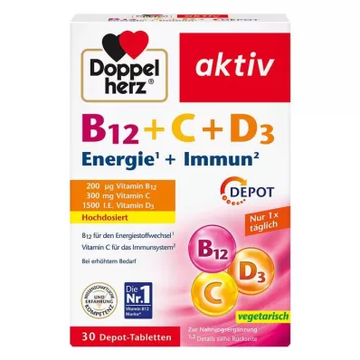 Doppelherz B12+C+D3 depot actieve tabletten, 30 stuks Doppelherz B12+C+D3 depot actieve tabletten, 30 stuks