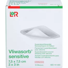 VLIWASORB gevoelig 7,5x7,5 cm superabsorberend wondverband, 10 stuks