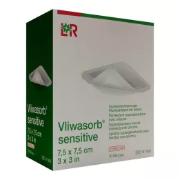 VLIWASORB gevoelig 7,5x7,5 cm superabsorberend wondverband, 10 stuks