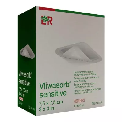Vliwasorb gevoelig 7,5x7,5 cm superabsorb.Wundv., 10 stuks