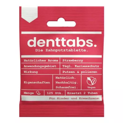 Dettabs Kids Aardbei zonder fluoride, 125 stuks