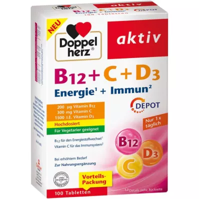 DOPPELHERZ B12+C+D3 Depot werkzame tabletten, 100 stuks