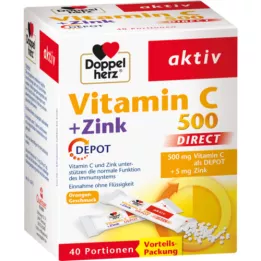 DOPPELHERZ Vitamine C 500+Zink Depot DIRECT Pellets, 40 stuks
