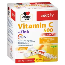 DOPPELHERZ Vitamine C 500+Zink Depot DIRECT Pellets, 40 stuks