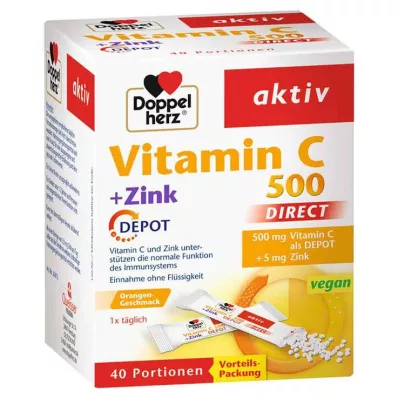 DOPPELHERZ Vitamine C 500+Zink Depot DIRECT Pellets, 40 stuks DOPPELHERZ Vitamine C 500+Zink Depot DIRECT Pellets, 40 stuks