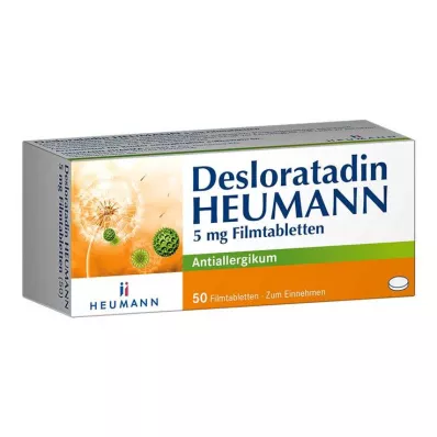 Desloratadine HEUMANN 5 mg filmomhulde tabletten, 50 stuks Desloratadine HEUMANN 5 mg filmomhulde tabletten, 50 stuks