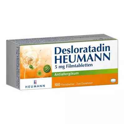 Desloratadine HEUMANN 5 mg filmomhulde tabletten, 100 stuks Desloratadine HEUMANN 5 mg filmomhulde tabletten, 100 stuks