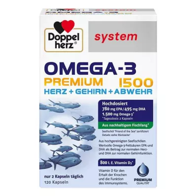 Doppelherz Omega-3 Premium 1500 systeemcapsules, 120 stuks Doppelherz Omega-3 Premium 1500 systeemcapsules, 120 stuks