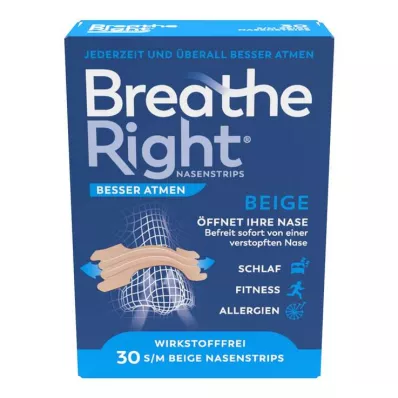 Beter ademen Breathe Right® neuspleisters normaal beige, 30 st Beter ademen Breathe Right® neuspleisters normaal beige, 30 st