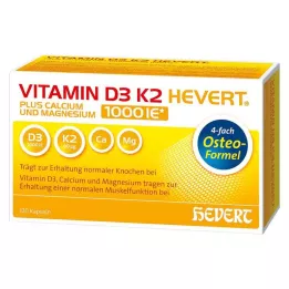 VITAMIN D3 K2 Hevert plus Ca Mg 1000 IE/2 capsules, 120 st