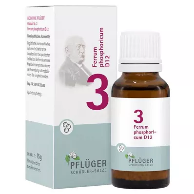 Biochemie Pflueger 3 Ferrum fosforicum D 12 bolletjes, 15 g Biochemie Pflueger 3 Ferrum fosforicum D 12 bolletjes, 15 g