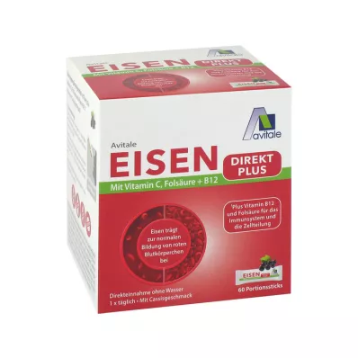 EISEN DIREKT plus vitamine C+foliumzuur+B12 poeder, 60 stuks