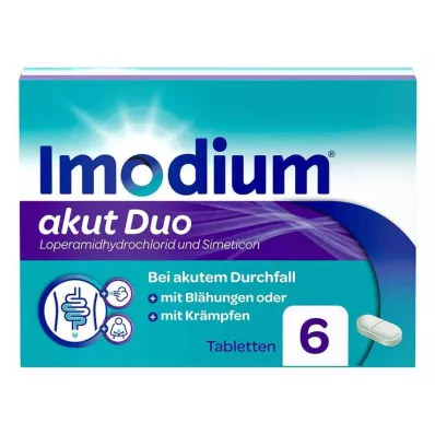 Imodium acuut duo - voor acute diarree met winderigheid, 6 stuks