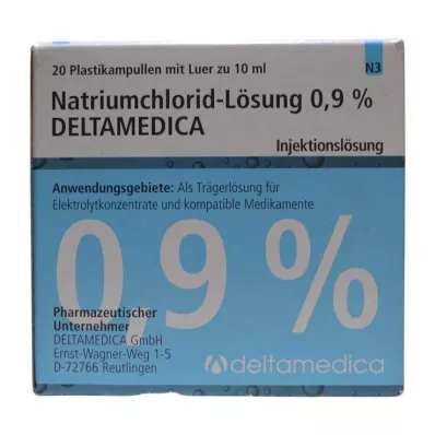 Natriumchloride-oplossing 0,9% Deltamedica Luer Pl., 20X10 ml Natriumchloride-oplossing 0,9% Deltamedica Luer Pl., 20X10 ml