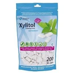 MIRADENT Xylitol Kauwgom Mint Navulling, 200 stuks