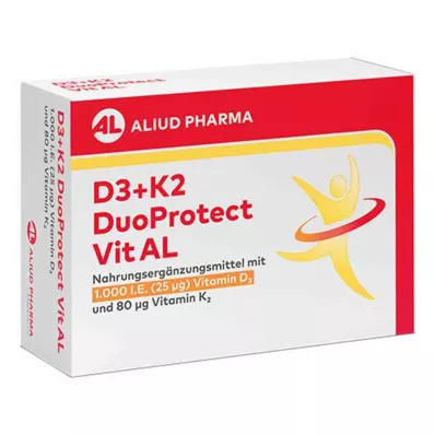D3+K2 Duoprotect Vit AL 4000 IE/80 Μg capsules (30 stuks) D3+K2 Duoprotect Vit AL 4000 IE/80 Μg capsules (30 stuks)