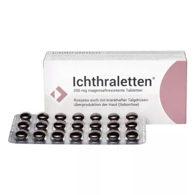 Ichthraletten® 200 mg tabletten voor rosacea, 84 stuks Ichthraletten® 200 mg tabletten voor rosacea, 84 stuks