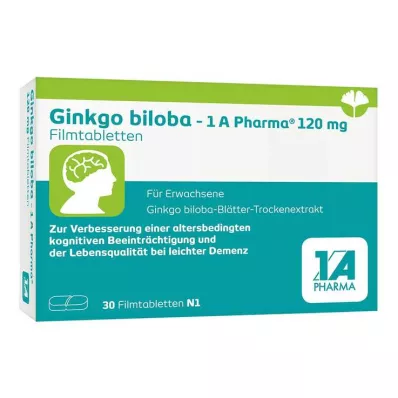 Ginkgo biloba - 1 A Pharma® 120 mg filmomhulde tabletten, 30 stuks Ginkgo biloba - 1 A Pharma® 120 mg filmomhulde tabletten, 30 stuks