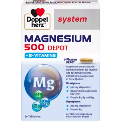 DOPPELHERZ Magnesium 500 Depot systeemtabletten, 60 stuks