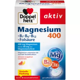 DOPPELHERZ Magnesium 400+B1+B6+B12+foliumzuur BTA, 6X15 st
