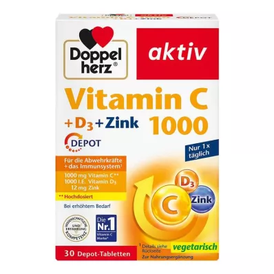 Doppelherz Vitamine C 1000 + D3 + Zinkdepot tabletten, 30 st
