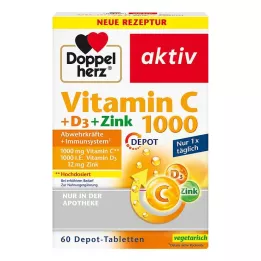 DOPPELHERZ Vitamine C 1000+D3+Zink Depot Tabletten, 60 Capsules