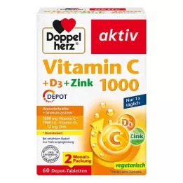 DOPPELHERZ Vitamine C 1000+D3+Zink Depot Tabletten, 60 Capsules