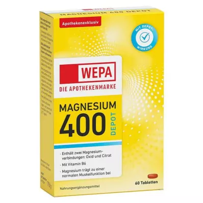 WEPA Magnesium 400 DEPOT+B6 tabletten, 60 st WEPA Magnesium 400 DEPOT+B6 tabletten, 60 st