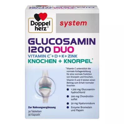 Doppelherz Glucosamine 1200 Duo systeem combinatiepakket, 60 stuks Doppelherz Glucosamine 1200 Duo systeem combinatiepakket, 60 stuks