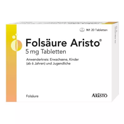 Foliumzuur Aristo 5 mg tabletten, 20 stuks Foliumzuur Aristo 5 mg tabletten, 20 stuks