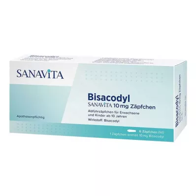 BISACODYL SANAVITA Zetpil van 10 mg, 6 stuks BISACODYL SANAVITA Zetpil van 10 mg, 6 stuks