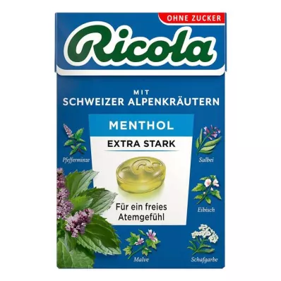 Ricola zonder suikerdoos menthol extra sterke snoepjes, 50 g