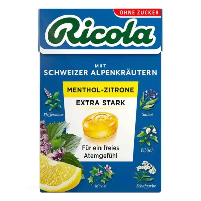 Ricola zonder suikerdoos menthol citroen extra sterke snoepjes (50 g) Ricola zonder suikerdoos menthol citroen extra sterke snoepjes (50 g)
