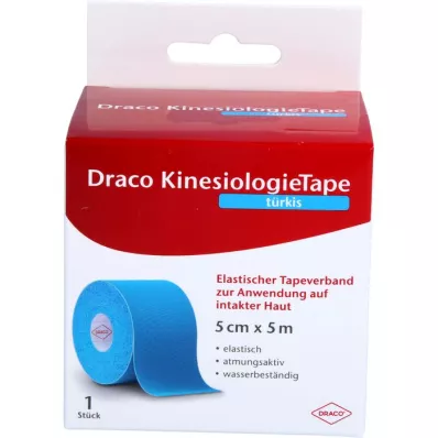 DRACO KINESIOLOGIETAPE 5 cmx5 m turkoois, 1 stuk