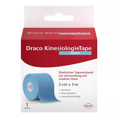 Draco kinesiologietape 5 cmx5 m turkoois, 1 st
