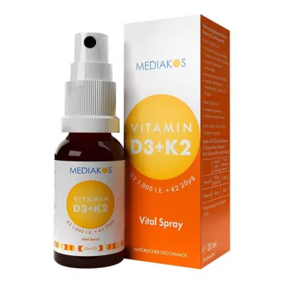 Vitamine D3 + K2 1000 IE 20 µg Mediakos Vital Spray, 20 ml Vitamine D3 + K2 1000 IE 20 µg Mediakos Vital Spray, 20 ml