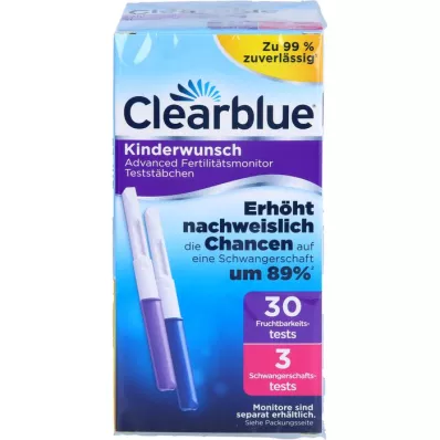 CLEARBLUE Vruchtbaarheidsmonitor Teststaafjes 30+3, 33 stuks