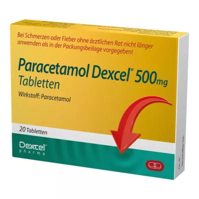 PARACETAMOL Dexcel 500 mg tabletten, 20 st PARACETAMOL Dexcel 500 mg tabletten, 20 st