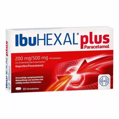 IbuHEXAL plus paracetamol 200 mg/500 mg filmomhulde tabletten, 10 stuks IbuHEXAL plus paracetamol 200 mg/500 mg filmomhulde tabletten, 10 stuks