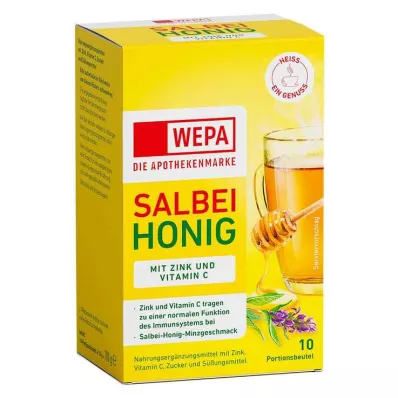 WEPA Salie+honing+vitamine C+zink poeder, 10X10 g WEPA Salie+honing+vitamine C+zink poeder, 10X10 g