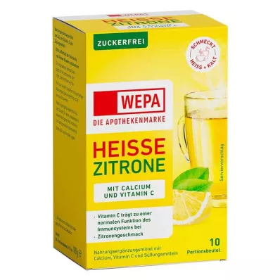 Wepa hete citroen + vitamine C + calciumsuikervrij poeder, 10X10 g Wepa hete citroen + vitamine C + calciumsuikervrij poeder, 10X10 g
