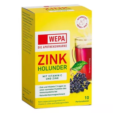 Wepa zinkvlierbes + vitamine C + zinksuikervrij poeder, 10x10 g Wepa zinkvlierbes + vitamine C + zinksuikervrij poeder, 10x10 g
