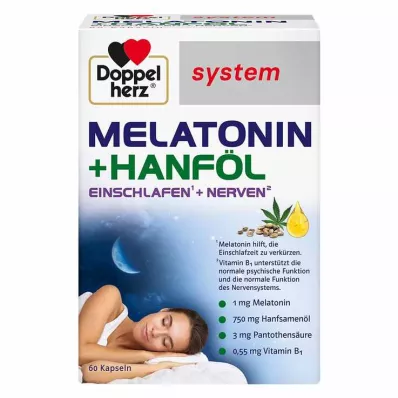 Doppelherz melatonine + hennepoliesysteemcapsules, 60 stuks
